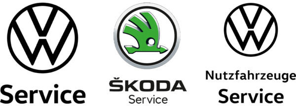 Logos  VW Sercice, Skoda Service, VW Nutzfahrzeuge Service